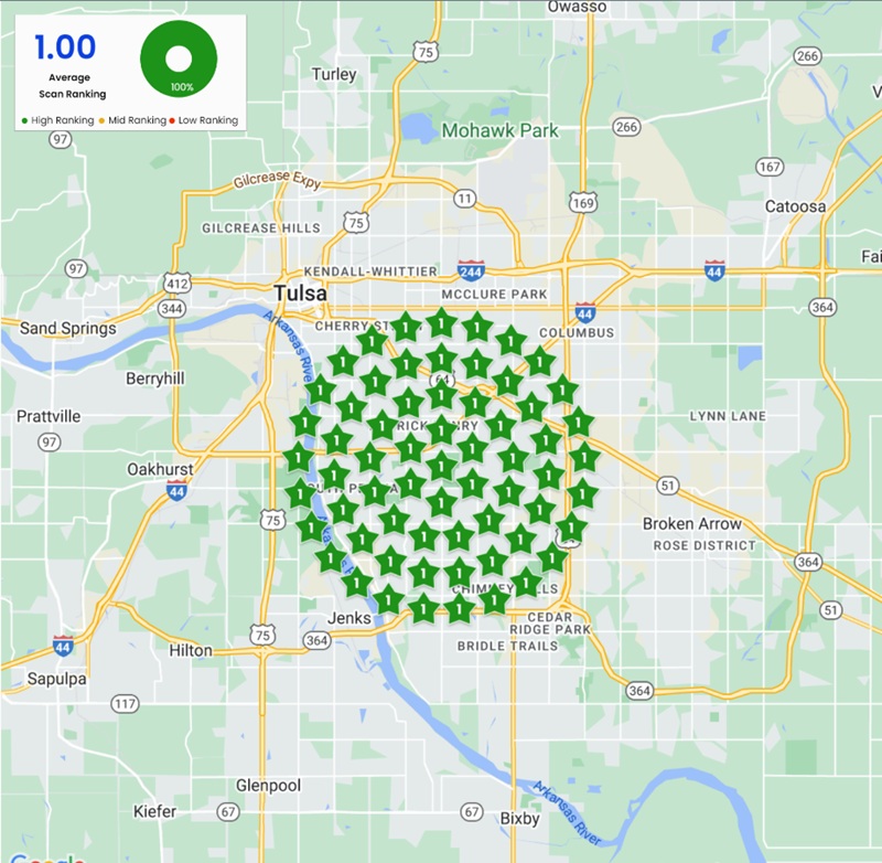 local-google-map-with-pins-and-stars-of-local-businesses-best-digital marketing and web design company in-Tulsa-helping-businesses-rank-on-Google-Maps